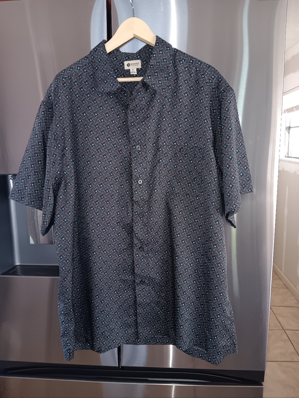Haggar Men's Black Patterned Short-Sleeve Shirt - XXL